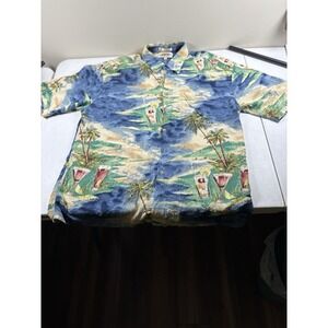 CAMPIA MODA Mens Hawaiian Shirt Casual Button Down Camp XL Summer Retro Rayon